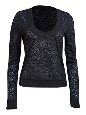L’Agence Black Semi Sheer Burnout Knit Sweater – Size S/P